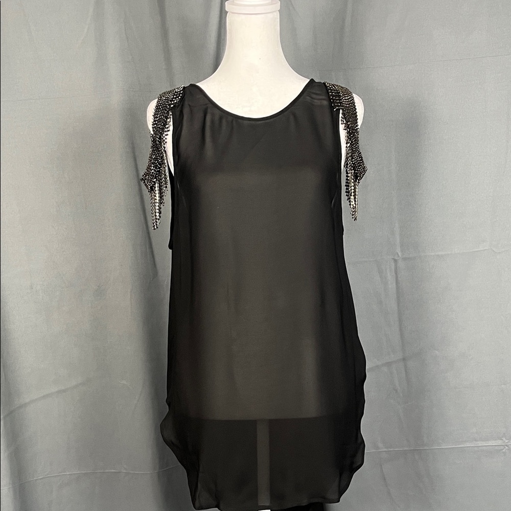 Haute Hippie Black Embellished Tank Top